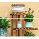 5 Tier Fir Wood Wooden Plant Flower Display Stand Shelf Rack Holder & Wheels