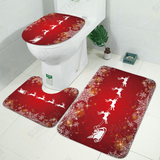 Christmas Decorations 180x180cm Shower Curtain Mat Bathroom Anti-slip Carpet Rug