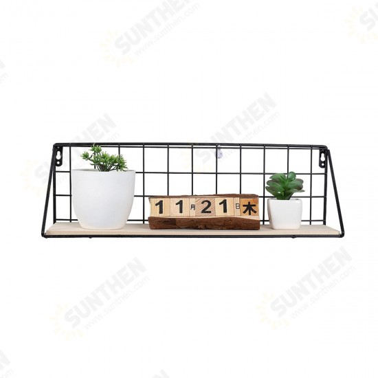 Fashion Wooden Iron Storage Holder Home Storage Shelf Wall Hanging Storage Box