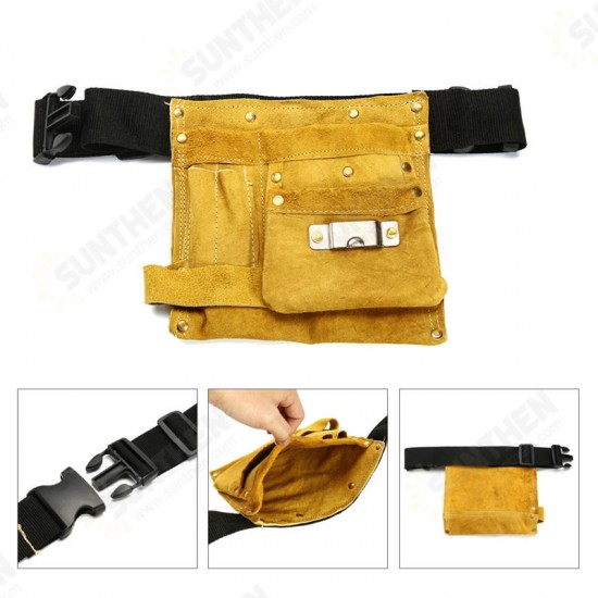 Leather Electrician Tool Waist Bag 8/14 Pockets Carpenter Electrician Tool Pouch