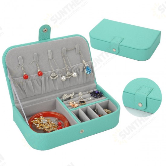 Pattern Jewelry Box Leather Earrings Storage Cases For Girl Portable Monolayer Jewelry Organize Travel Casket