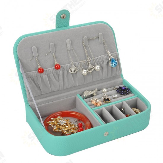 Pattern Jewelry Box Leather Earrings Storage Cases For Girl Portable Monolayer Jewelry Organize Travel Casket