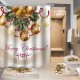 180x180cm Merry Christmas Waterproof Bath Shower Curtain Toilet Non-slip Cover Mat Rug Set