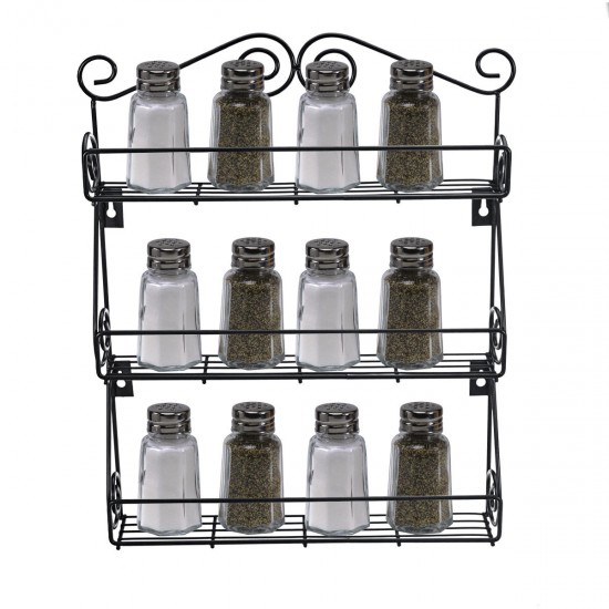 3 Tier Kitchen Bottle Spice Rack Jar Holder Storage Shelf Organizer Wall Mount