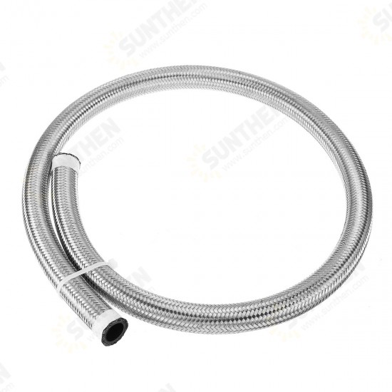 3FT AN4 AN6 AN8 AN10 Fuel Hose Oil Gas Line Pipe Stainless Steel Braided Silver