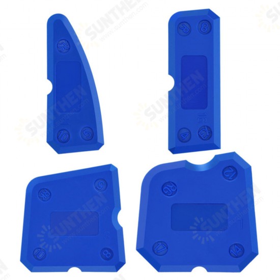 4Pcs Blue Hand Tools Combination Caulking Tool Kit Joint Sealant Silicone Spreader Spatula Scraper Edge Grout Remover Scraper