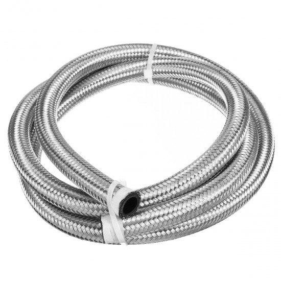 5FT AN4 AN6 AN8 AN10 Fuel Hose Oil Gas Line Pipe Stainless Steel Braided Silver