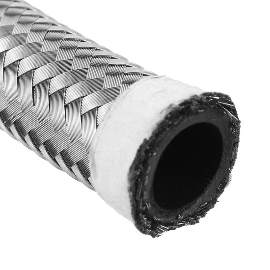 5FT AN4 AN6 AN8 AN10 Fuel Hose Oil Gas Line Pipe Stainless Steel Braided Silver