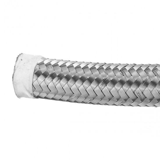 5FT AN4 AN6 AN8 AN10 Fuel Hose Oil Gas Line Pipe Stainless Steel Braided Silver