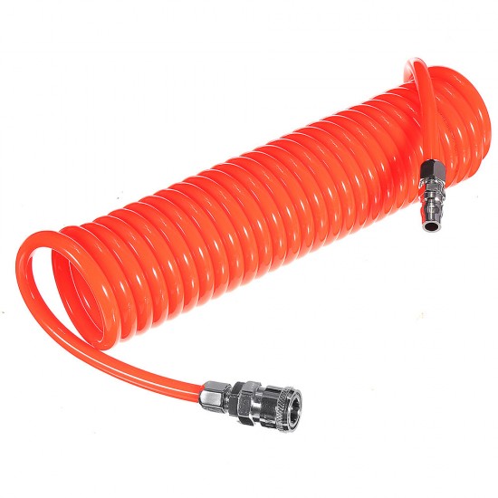 6.5mm Inner Diameter PU Spriral Air Hose 6-15 Meters Long with Bend Restrictor 1/4 Inch Quick Coupler and Plug