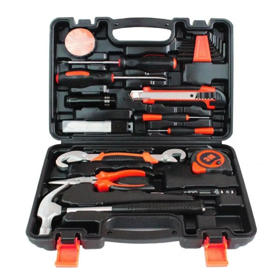 9/25/82/100 Pcs Household Repair Tool Kit Set Hammer Ruler Hand Tool Kit With Plastic Toolbox