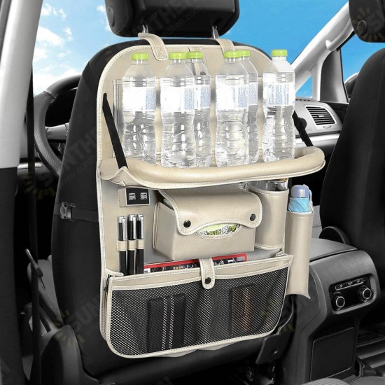 Back Seat Organizer Tray Box Car Hanging Storage Bags Table with 4 USB Port