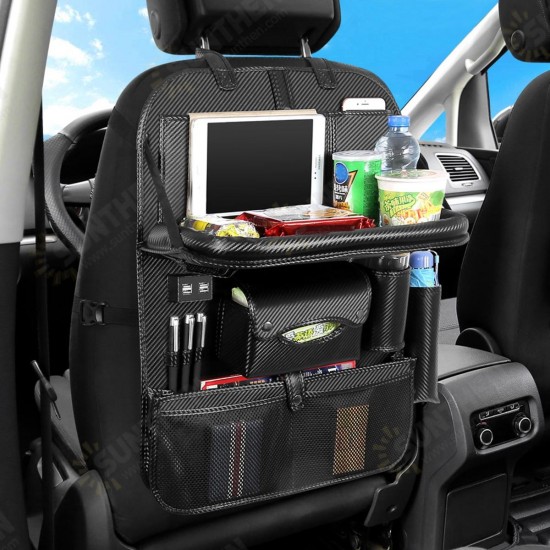 Back Seat Organizer Tray Box Car Hanging Storage Bags Table with 4 USB Port