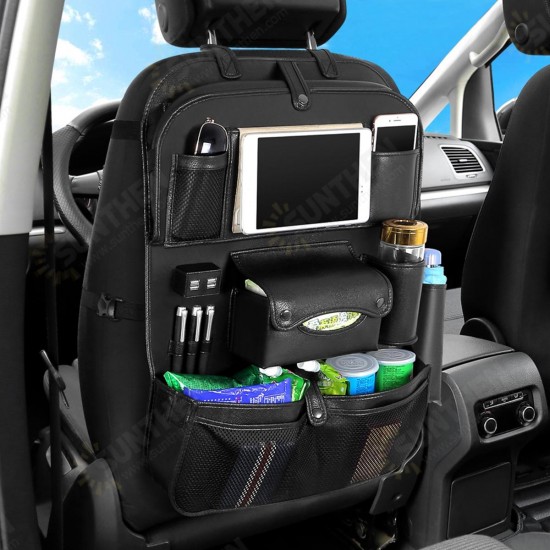 Back Seat Organizer Tray Box Car Hanging Storage Bags Table with 4 USB Port