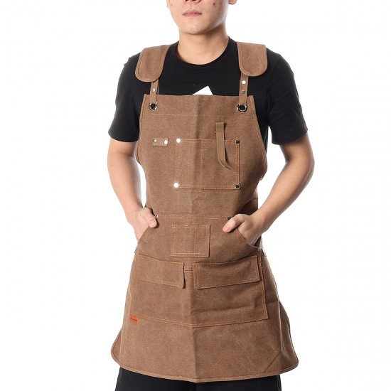 Canvas Woodworking Apron Shop Apron Pockets Waxed Wax Cloth Waterproof Apron Chef Tool Storage