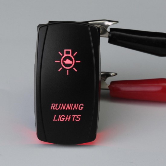 Car Boat Marine Waterproof Dual Red 5 Pins LED Light RV Laser Rocker On-Off Driving Switch