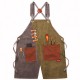 Cowboy Denim Apron Shop Apron Pockets Waxed Wax Cloth Waterproof Apron Woodworking Chef Tool Storage