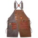 Cowboy Denim Apron Shop Apron Pockets Waxed Wax Cloth Waterproof Apron Woodworking Chef Tool Storage