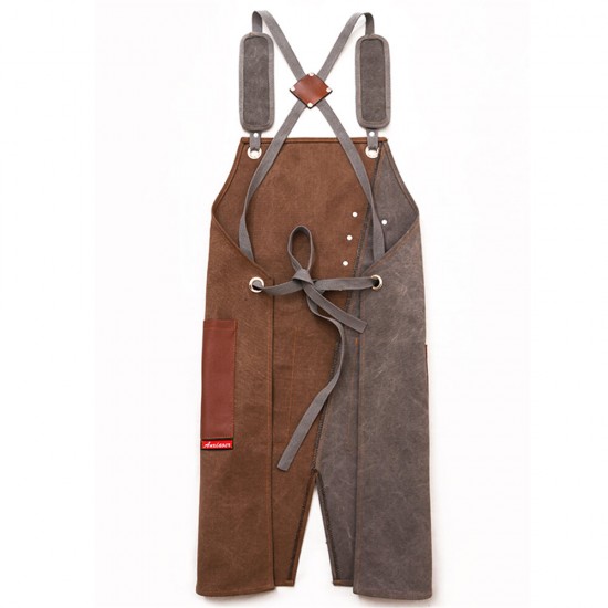 Cowboy Denim Apron Shop Apron Pockets Waxed Wax Cloth Waterproof Apron Woodworking Chef Tool Storage