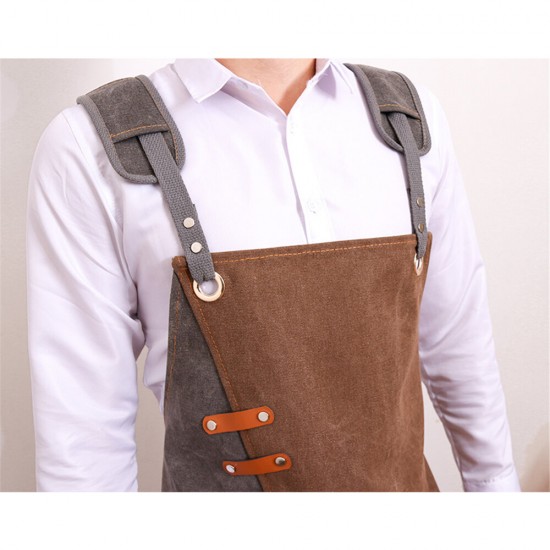 Cowboy Denim Apron Shop Apron Pockets Waxed Wax Cloth Waterproof Apron Woodworking Chef Tool Storage