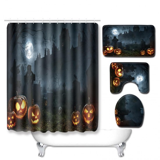 Halloween Shower Curtain Toilet Soft Velvet Non-slip Kitchen Mat Type 7