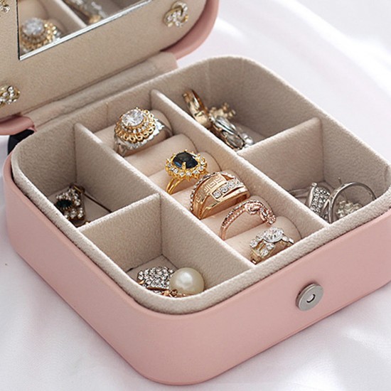 Jewelry Box Organizer Portable Travel Leather Jewellery Ornaments Case Storage