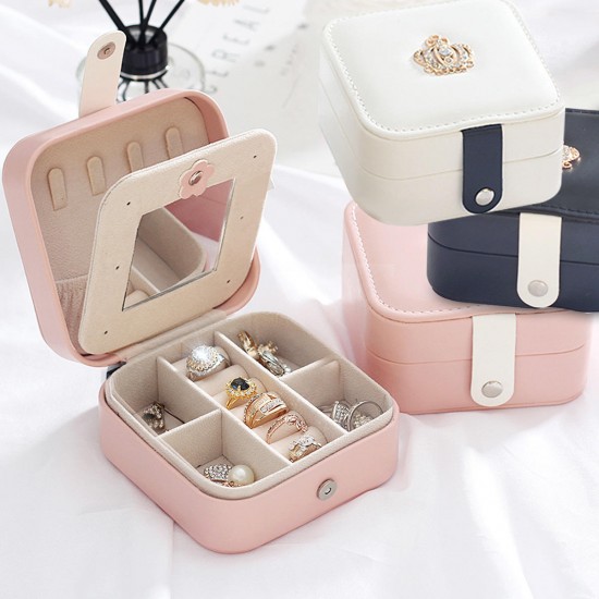 Jewelry Box Organizer Portable Travel Leather Jewellery Ornaments Case Storage