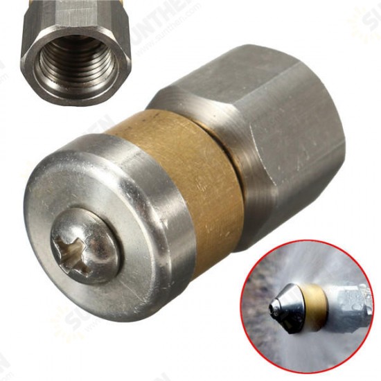 Pressure Washer Sewer Drain Rotary Cleaning Nozzle 1/4 Inch Female 3 Rear Jet