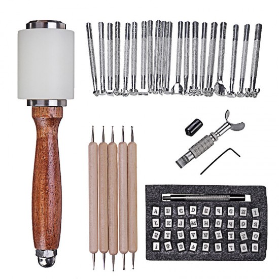 28Pcs DIY Professional Leather Craft Working Tools Kit for Hand Sewing Tools