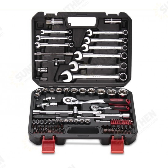 SS13103A 103PCS 6.3MM 12.5MM Chrome Vanadium Steel Manual Dual-use Wrench Socket Bit Ratchet Combination Auto Repair Hardware Toolbox Sets Tools Kit