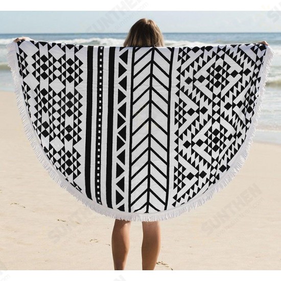 150cm Pure Cotton Bohemia Roud Tassel Knitted Beach Towel Lantern Towel Home Blanket