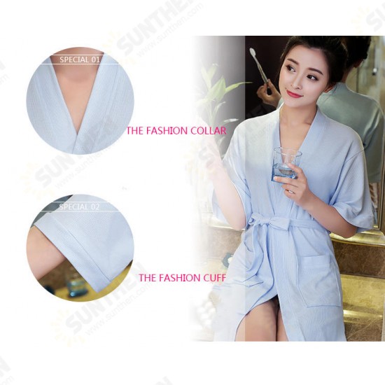 BX-988 Towel Bathrobe Dressing Gown Unisex Men Women Solid Cotton Couple Waffle Sleep Lounge