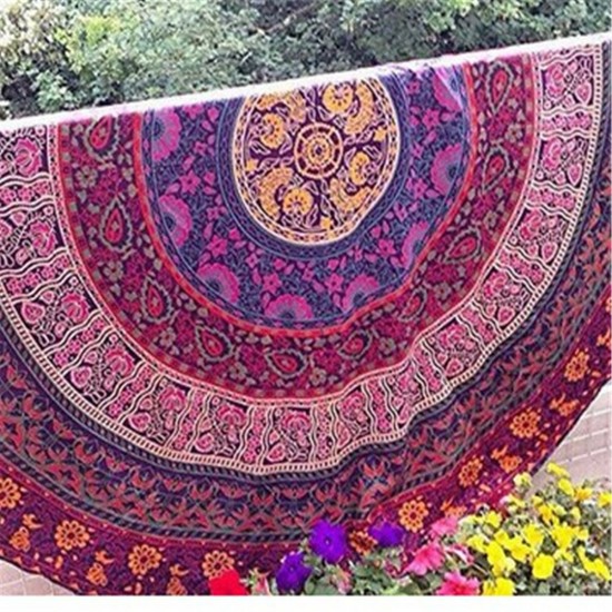 WX-16 150cm Bohemian Thin Chiffon Beach Towel Mat Mandala Round Silk Scarf Bed Sheet Tapestry