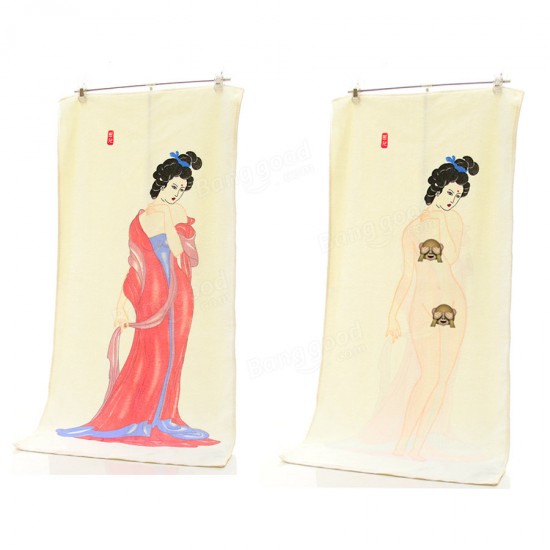 Vintage Cotton Soft Heating Undress Towel Sexy Discoloration Towel Magic Fade With Temperature Rise as Gift