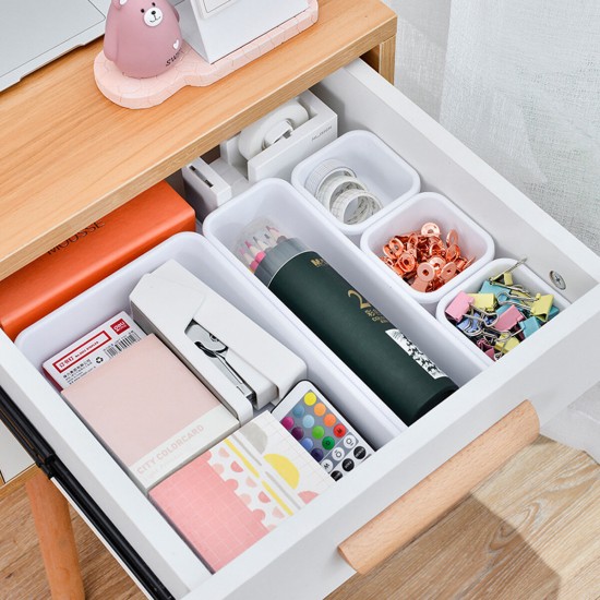 8PCS Sundries Storage Plastic Boxes Set Clothing Underwear Ties Socks Sorting Divider Cosmetic Organizer Box