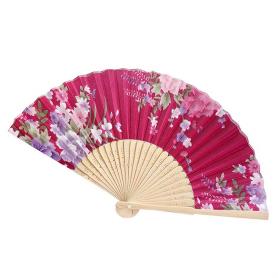 Summer Vintage Bamboo Folding Hand Held Flower Fan Chinese Dance Party Pocket Fans