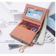 Women Men Leather Wallet Tassel Ladies Zipper Purse with Coin Pocket