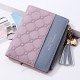 Women Men Leather Wallet Tassel Ladies Zipper Purse with Coin Pocket