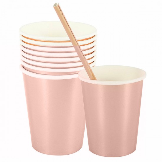 125pcs Party Disposable Tableware Set Festival Paper Cups Camping Fork Spoon Rose Gold Plates Straws Table