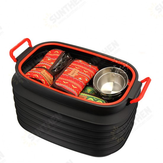 37L Car Folding Fishing Telescopic Bucket with Cover Outdoor Portable Storage Box Organizer