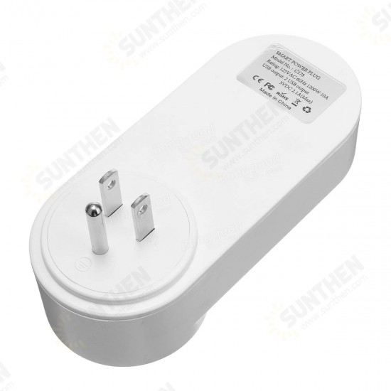 US Plug 110-230V 1250W WIFI Assistant 2 USB Alexa Voice Control APP Smart Socket Charger