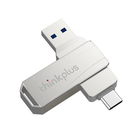 ThinkPlus MU252 Type-C & USB3.1 Flash Drive 32G 64G 128G 256G Metal Interface Waterproof Heat Resistance 360° Rotation Fast Data Transmission Portable Memory U Disk