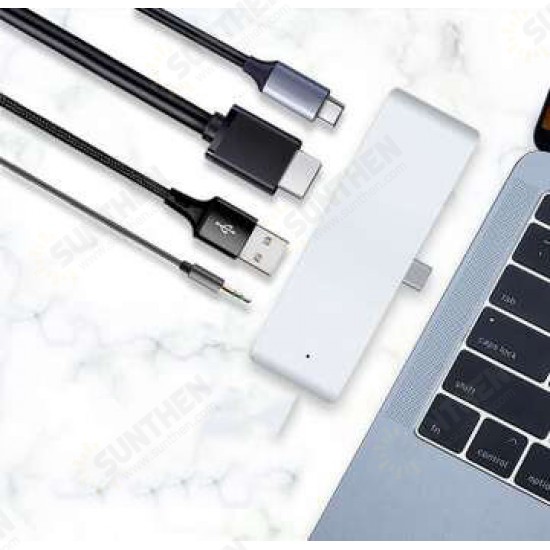 USB Hub Multifunctional Type-C to USB3.0+HDMI+AUDIO3.5+PD Data Transimitting Speed High Temperature Resistance For Laptop