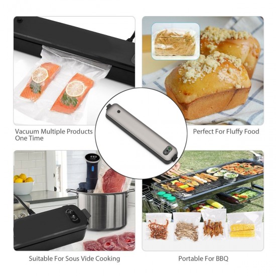 Household Vacuum Sealer Machine Seal Meal Food Vacuum Sealer System with 15 Bags One Touch Control Short Seal Time Low Noise