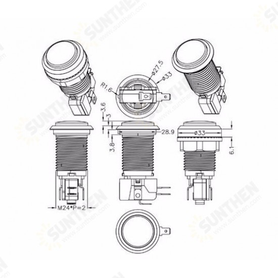 12V 25A Round Lit Illuminated Arcade Video Game Push Button Switch LED Light Lamp