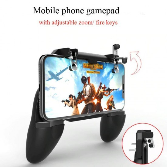 S6-W10 PUBG Game Controller Gamepad Trigger Shooter for PUBG Mobile Game with Foldable Phone Holder for Android iOS Phones