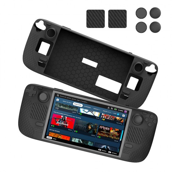 Protective Kit for Steam Deck Soft Silicon Protection Case with Rocker Cap Trackpad Stickers Game Console Accessory Kit for Steamdeck