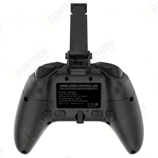 S820 Wireless Wired Game Controller Bluetooth Gamepad with Back Key Phone Holder for Nintendo Switch Lite Android for IOS Windows PC Computer