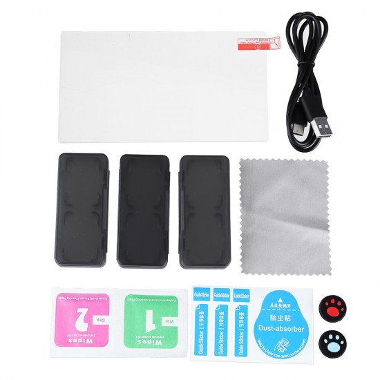 PG-SL001 9-in-1 Set Storage Bag Game Card Box for Switch Lite Console Cleaning Tempered Film Rocker Cap Type-C Charging Cable