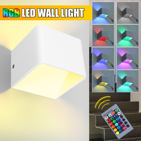 RGB Lamp COB LED Aluminium Wall Light Stair Hotel Room Art Decor +Remote Control